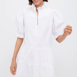 Pomander Place White Mini Dress with Puff Sleeves NWT Small